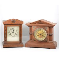 Lot 167 - Five various mantle clocks, including two with oak cases