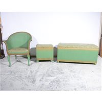 Lot 401 - Woven cane furniture, painted green