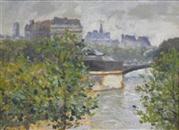 Lot 339 - B.Bonello, French river landscape, signed, oil on board, 30cm x 39cm.