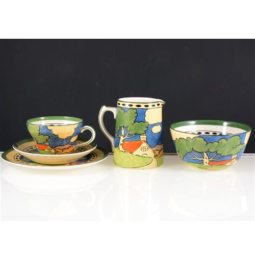 Lot 13 - Booths silicon china teaset,  "Countryside" pattern, inspired by Clarice Cliff.