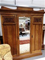 Lot 457 - Edwardian oak seven-piece bedroom suite