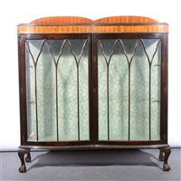 Lot 380 - Mahogany double bowfront china cabinet.