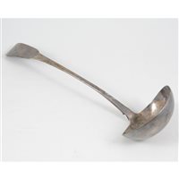 Lot 370 - An Irish silver ladle by John Kavanagh, Dublin 1818.