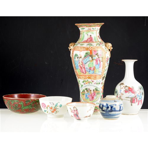 Lot 12 - Wedgwood green jasperware jug, 13cm and a collection of English and Far Eastern ceramics.