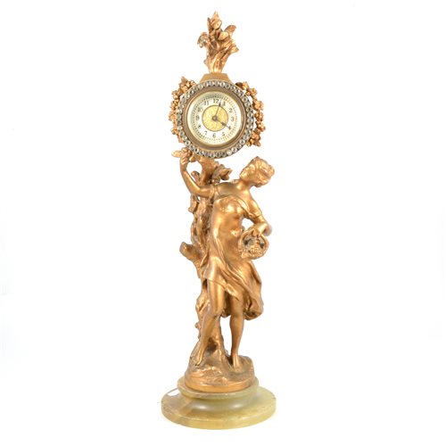 Lot 88 - A French style figural clock with paste bezel to dial.