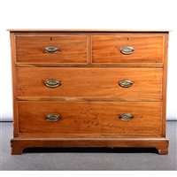 Lot 472 - Victorian mahogany chest of drawers, fitted with two short and two long drawers, bracket feet, width 105cm.