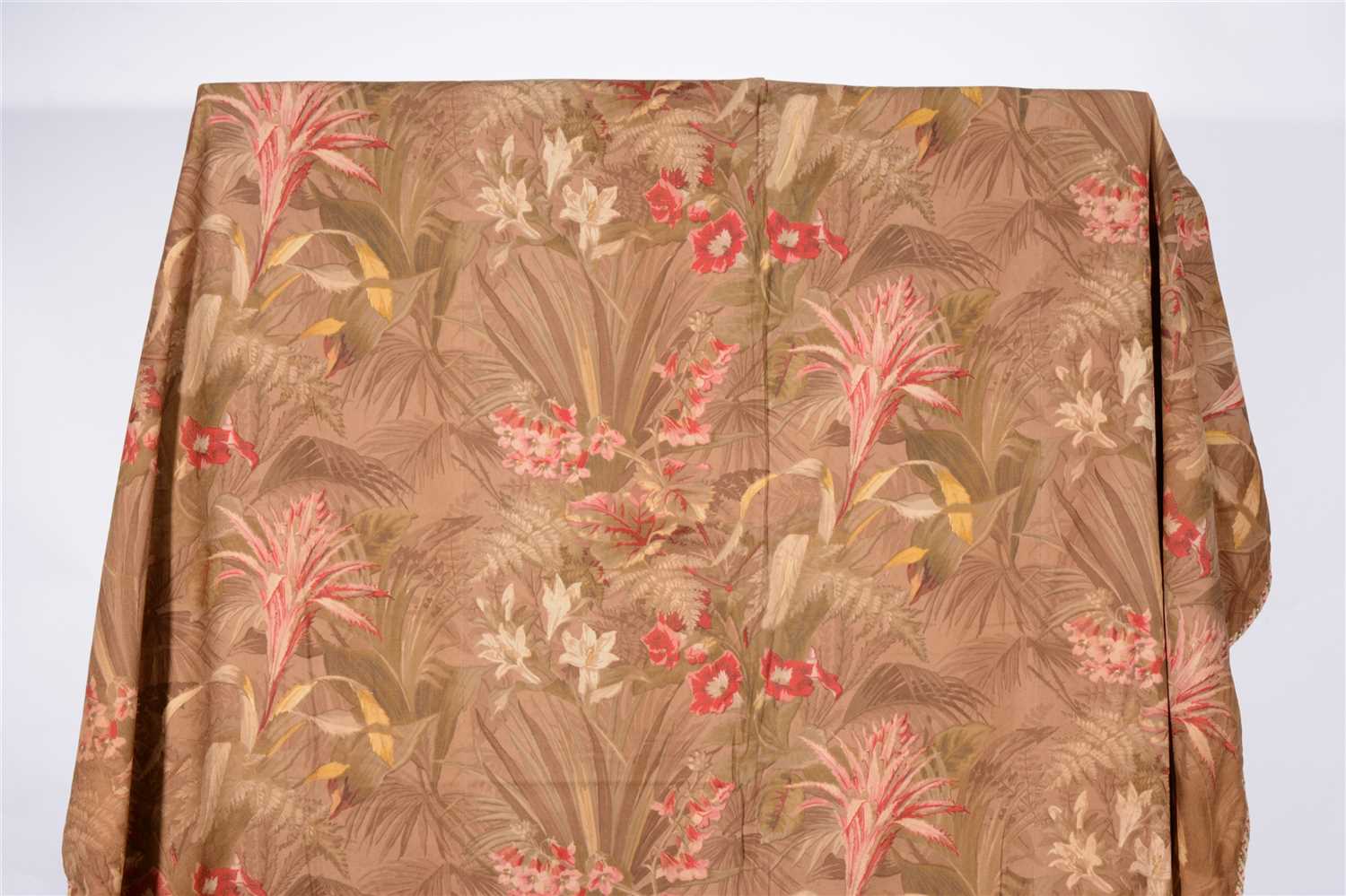 Lot 183 - Two curtains printed design on woven fabric, width 90" drop 108"