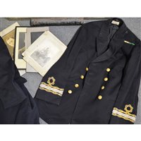 Lot 219 - Naval uniform in a tin trunk and a canvas bound trunk