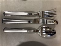 Lot 144 - A Waltmann und Sohn canteen of stainless steel cutlery, 12 place settings, in a Davenport & Sullivan fitted case.