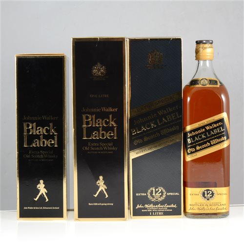 Lot 224 - Johnnie Walker, Black Label, blended Scotch whisky, three 1980s/1990s bottlings