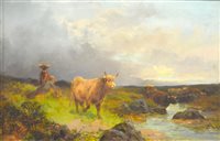 Lot 325 - Thomas Henry Gibb, "Crossing Tarras Moor", signed, oil on canvas