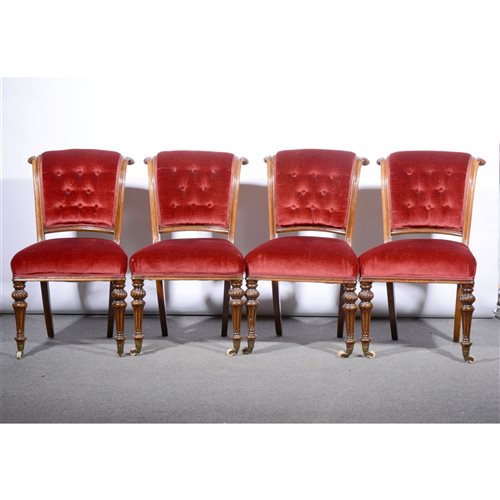 Lot 436 - Set of four Victorian mahogany dining chairs.