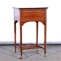 Lot 377 - Edwardian inlaid mahogany work table