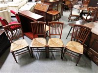 Lot 339 - Set of four Edwardian stained wood dining chairs