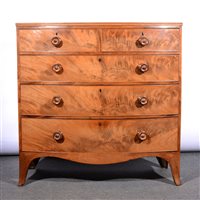 Lot 405 - Early Victorian mahogany bowfront chest of drawers.