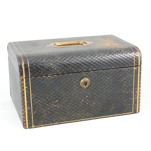 Lot 90 - A gilt-tooled leather jewellery box, late 19th/ early 20th Century.