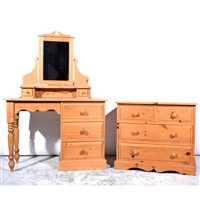 Lot 383 - Modern pine dressing table, and a pine chest of drawers.