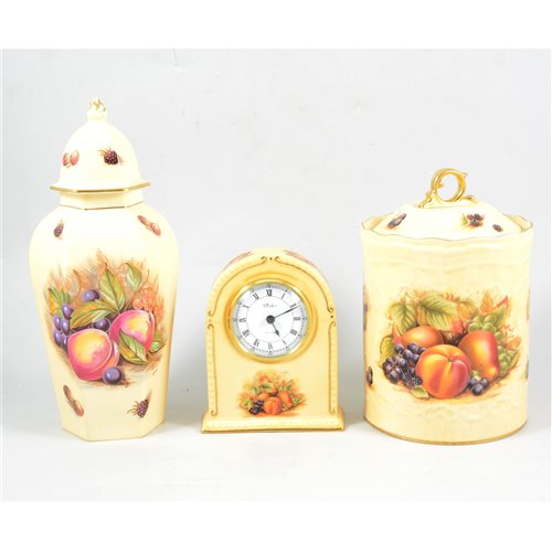Lot 72 - A collection of Aynsley "Orchard Gold" items, including plates, vases and a clock