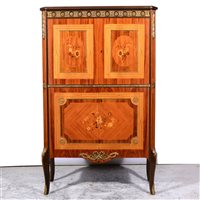 Lot 269 - Reproduction kingwood marquetry and brass mounted cocktail cabinet.