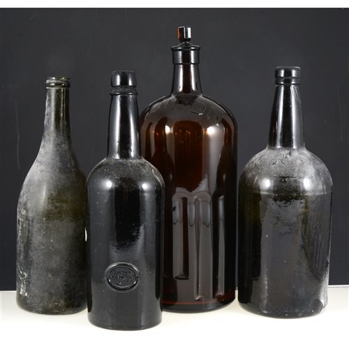 Lot 56 - One box of old glass bottles and jars.