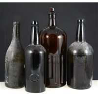Lot 56 - One box of old glass bottles and jars.