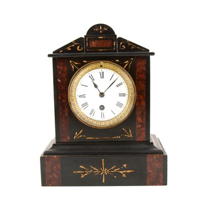 Lot 197 - Victorian black marble mantel clock, ...