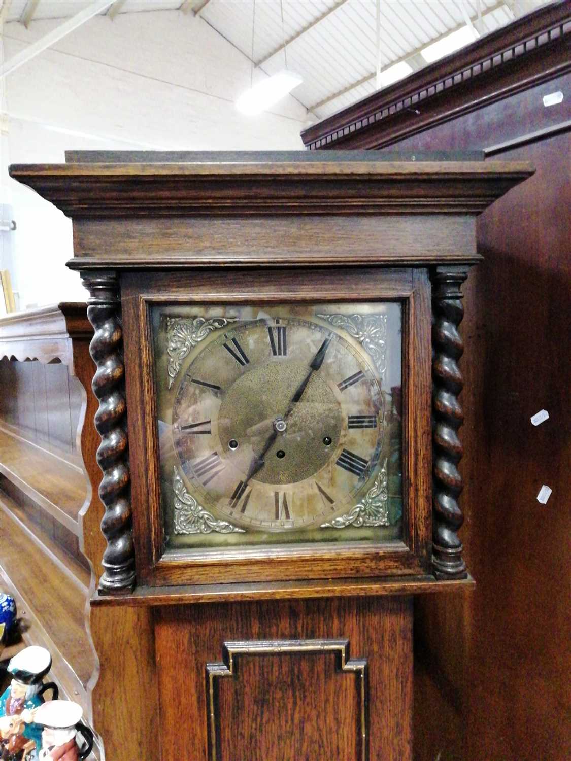 Lot 199 - Oak longcase clock, 20th Century, ...
