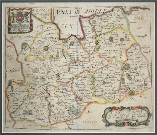 Lot 334 - Richard Bloome, hand coloured county map of