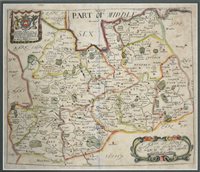 Lot 334 - Richard Bloome, hand coloured county map of Surrey,; and thirteen other maps.