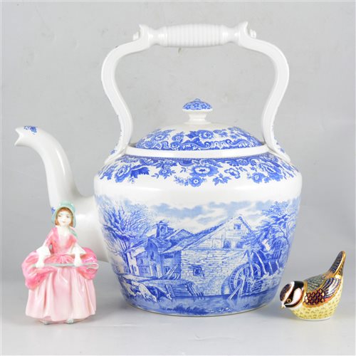Lot 66 - A Tuscan china transfer printed and hand decorated floral teaset, a Spode limited edition oversize kettle "Rural Scenes" in The Signature Collection number 20/750 of the 2002 edition