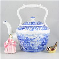 Lot 66 - A Tuscan china transfer printed and hand decorated floral teaset, a Spode limited edition oversize kettle "Rural Scenes" in The Signature Collection number 20/750 of the 2002 edition