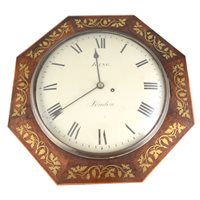 Lot 364 - A 19th Century wall clock by King of London with single fusee movement, 30 cm white enamel dial with a roman numeral chapter ring in an octagonal rosewood case