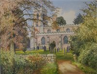 Lot 306 - Albert H. Findley, Stoughton Church, signed, watercolour 23cm x 30cm.