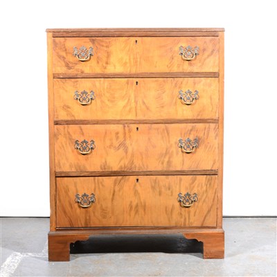 Lot 410 - Walnut chest of drawers, fitted with four long drawers, ...