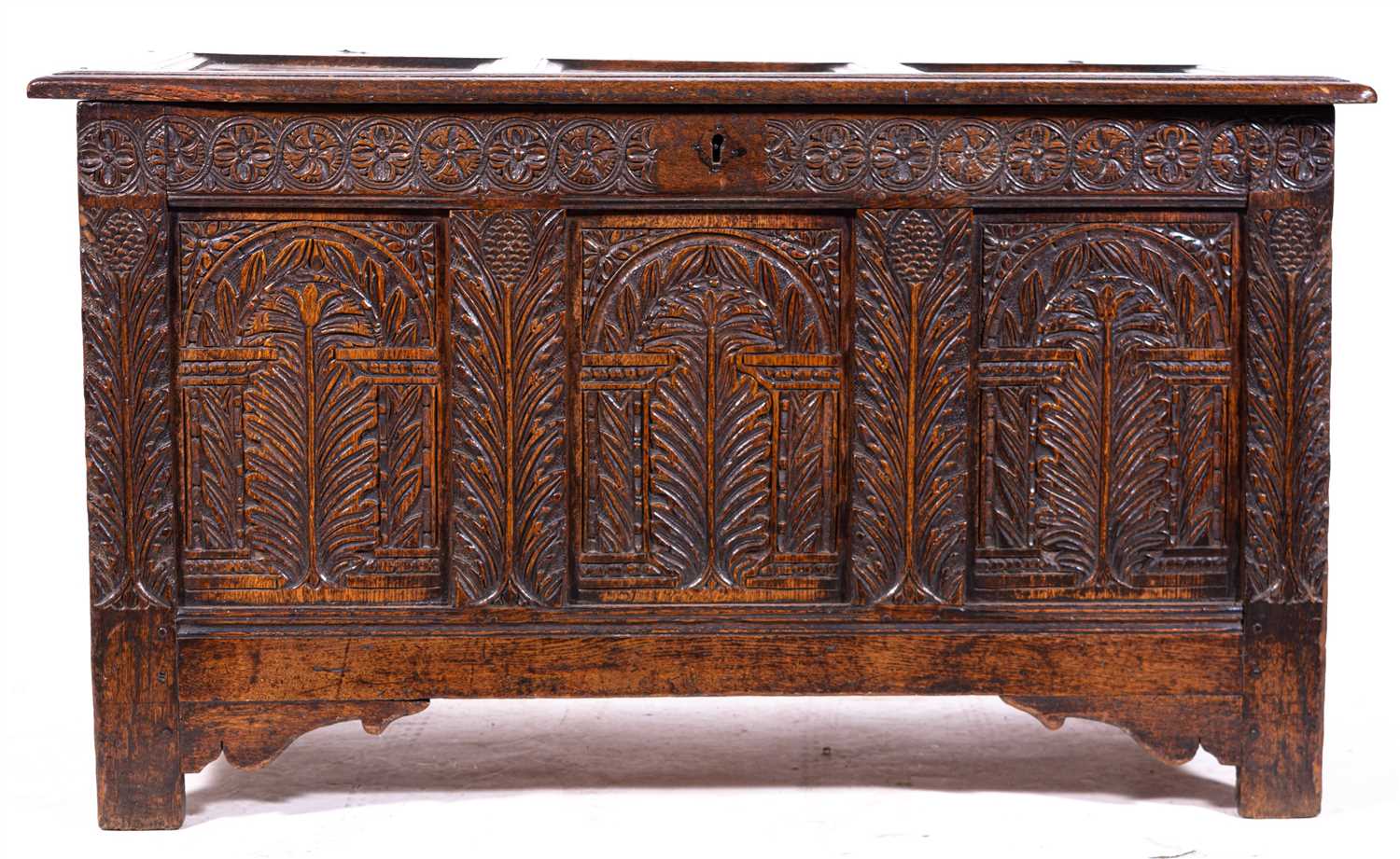 Lot 429 - A joined oak coffer, late 17th Century
