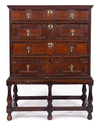 Lot 362 - A joined oak chest on stand, late 17th Century