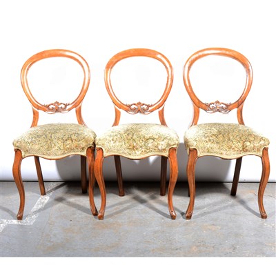 Lot 448 - Set of five Victorian walnut hoop-back dining chairs, ...