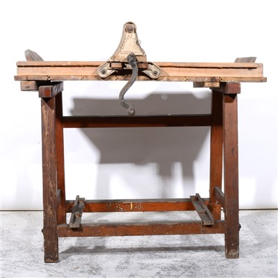 Lot 326 - Vintage beechwood and pine butter press, ...
