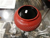 Lot 82 - Chinese red lacquered covered bowl