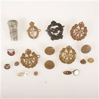 Lot 280 - Small selection of badges, incuding RAFC badges,  and other military badges and buttons.
