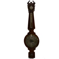 Lot 344 - George IV mahogany banjo-shape wall barometer