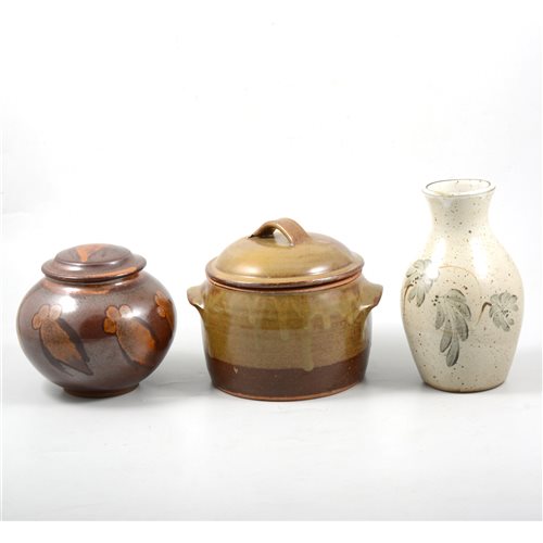 Lot 40 - Three Studio pottery vessels, including a Wenford Bridge Pottery casserole pot.