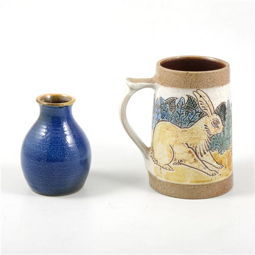 Lot 36 - Studio stoneware tankard and a small vase,  by Michael and Joanna Mosse at Llanbrynmair Pottery (2).