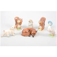 Lot 54 - Collection of twelve Beswick Beatrix Potter models, two Beswick animals, and a Goebel pig.