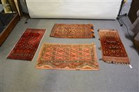 Lot 480 - Tekke bag-face and three Afghan bags