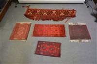 Lot 482 - Afghan fringed trim and four Afghan mats