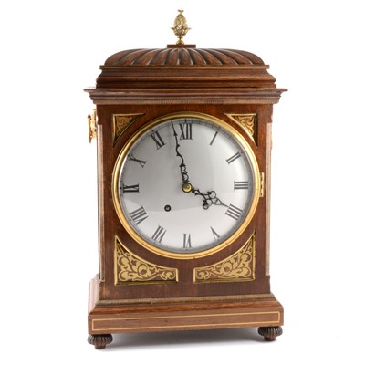 Lot 322 - Winterhalder & Hofmeier, Schwaerzenbach, German brass inlaid mahogany bracket clock