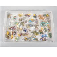 Lot 199 - Thirty-nine pairs of vintage clip on costume jewellery earrings, coloured paste including water melon colours