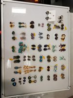 Lot 199 - Thirty-nine pairs of vintage clip on costume jewellery earrings, coloured paste including water melon colours