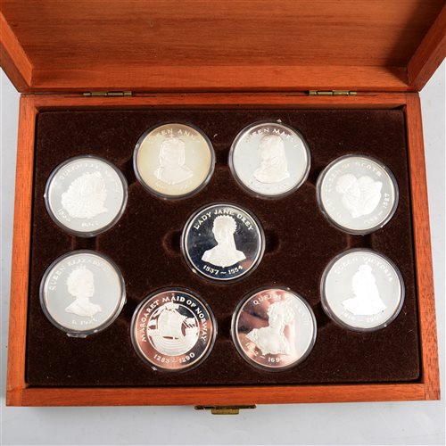 Lot 196 - A limited edition set of silver medals depicting "Queens Of The British Isles" by The Birmingham Mint
